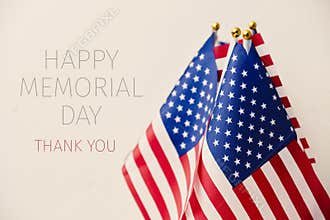 Text happy memorial day and american flags