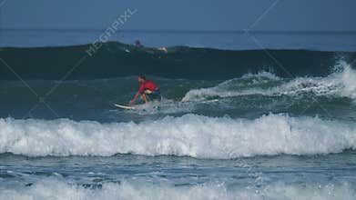 Amateur surfer in the ocean