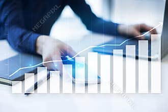 Diagrams and graphs. Business strategy, data analysis, financial growth concept.