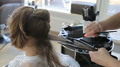 Professional hairdresser, stylist coloring teen girl hair