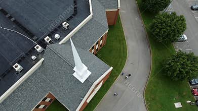 Aerial shot of the church 4k