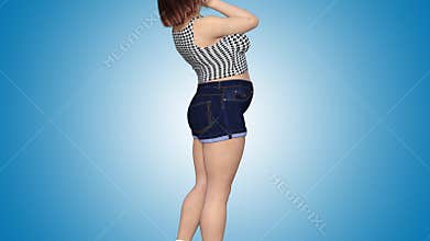 Slim fat after diet 4k video animation on blue