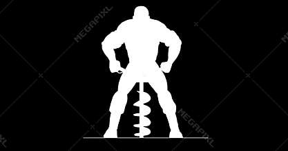 Construction Worker Boring Hole Earth Auger 2D Animation