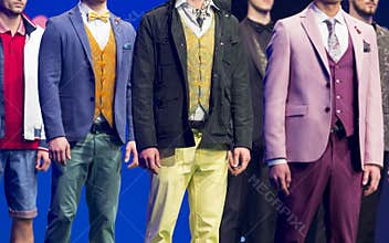 Fashion show runway beautiful colourful suits