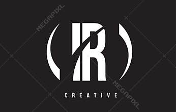 IR I R White Letter Logo Design with Black Background.