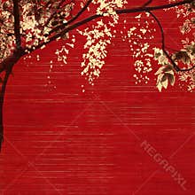 White and black blossom on slatted background