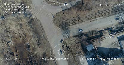 Military drone scans city streets