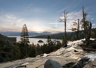 Emerald Bay on Lake Tahoe with Lower Eagle Falls