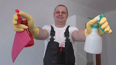 Funny cleaner with spray cans