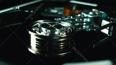 Hdd, computer hard drive. Storage of digital data. Computer techologies.