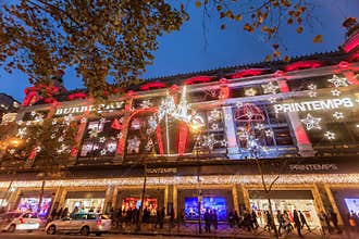Paris France, November 2014: Holiday in France - Lafayette Galeries during winter Christmas