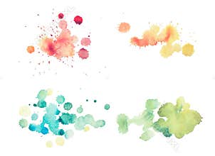 Colorful retro vintage abstract watercolour aquarelle art hand paint on white background
