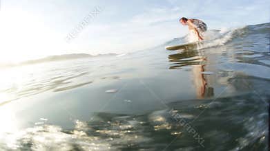 Amateur surfer in the ocean