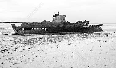Old ship wreck in Mozambique coast