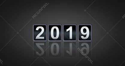 Happy new year concept vintage analog counter countdown timer, retro flip number counter from 2018 to 2019 year