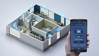 IoT smart home, Touching mobile Home appliance, Home security control system. Internet of Things