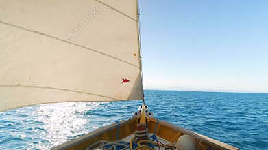 Look at the Front of the Sail Boat on the Sea