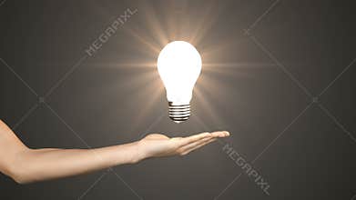 Hand presenting light bulb