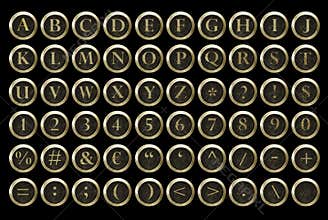 Steampunk typewriter key alphabet