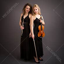 Beautiful Young Female Classical Music Duo