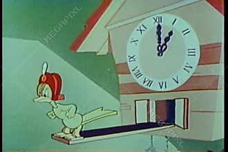 Animated angry cuckoo clock bird