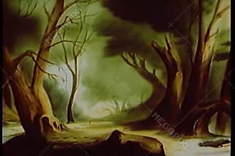 Panning cartoon forest