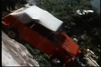 Car falling off cliff