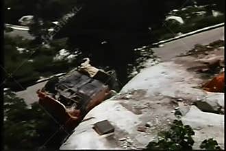 Car falling off cliff and blowing up
