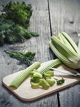 Fresh green celery stems
