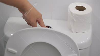 Flushing toilet. Two button flush toilet.