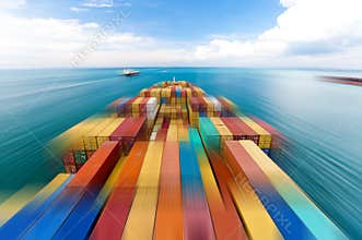 Cargo ships entering port in Singapore.