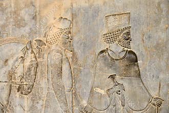 Relief of the eastern stairs in Persepolis in Iran