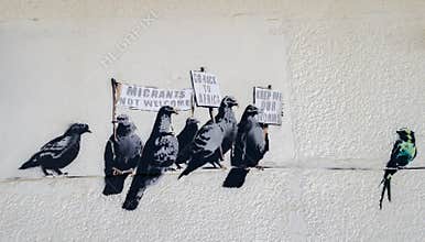 The artist Banksy controversial art work.
