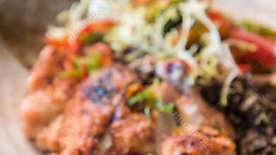 Selective focus on delicious grilled chicken