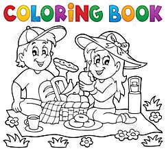 Coloring book picnic theme 1