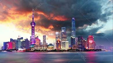 Shangahi skyline cityscape China Time lapse