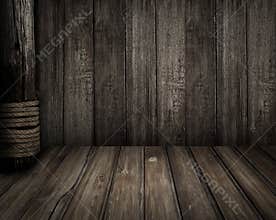 Old wooden scene as pirates theme background