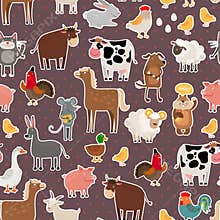 Farm animal and pets stickers pattern