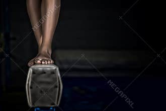 Young gymnast girl Balance Beam