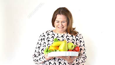 Doctor recommending diet to a fat woman