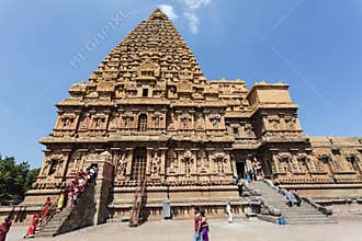 Inside the Brihadishwara temple in Tanjore (Thanjavur) in Tamil Nadu, South India