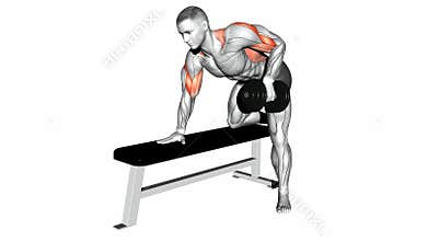 Video guides exercising. End dumbbell with one hand