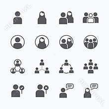 People Icon vector flat line icons set concept.