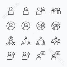 People Icon vector flat line icons set concept.