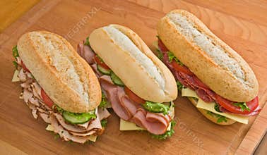 Turkey, ham and salami sandwiches