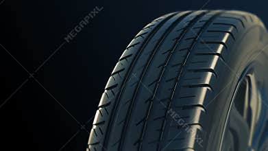 Car tyre summer wheel rotate motion isolate black