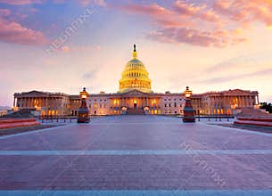 Capitol building Washington DC sunset US congress