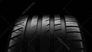 Car tyre summer wheel rotate motion isolate black
