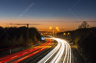 Motorway Car Light Trails