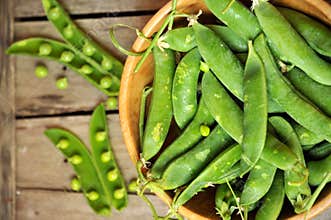 Green leaf diet concept with organic , healthy food : peas